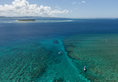 Great snorkeling is not far from Tavarua Island just in the back ground.